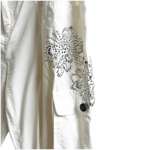 I.N.C. International Concepts Scrunch Pants Size 14 Embellished Butterfly White - Picture 8 of 12